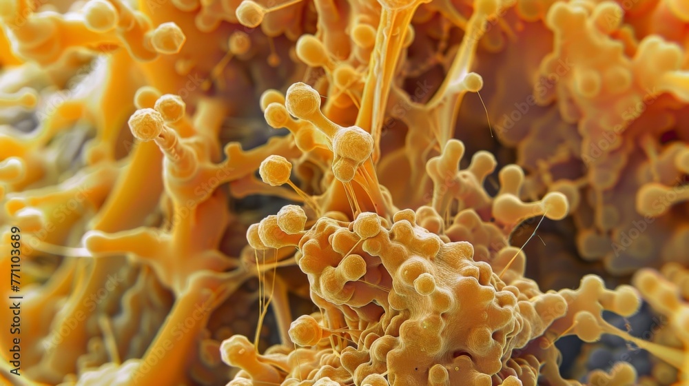Poster in this microscopic image a colony of bacteria can be seen deeply embedded in a layer of biofilm on 