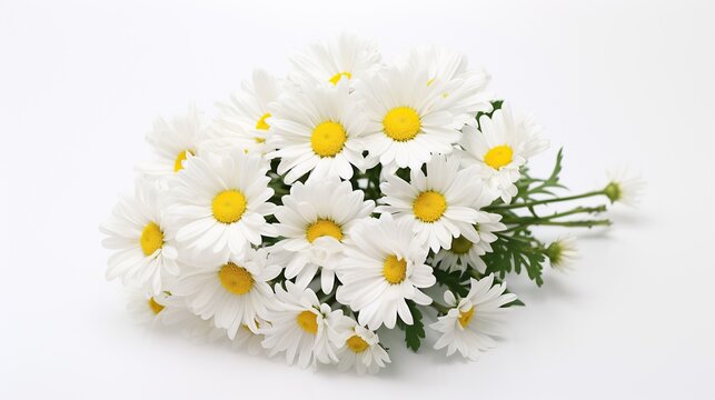 daisies on a white background. empty space for writing