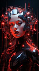 cyberpunk elements and the introduction of neural networks into all aspects of life, from smart homes to autonomous vehicles, black background, no text, no inscriptions, no advertisements --ar 9:16 -