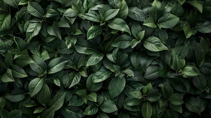 Foto op Canvas A background filled with dark green leaf bushes, offering a dense and natural texture for various design needs © Orxan