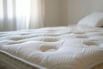 Fototapeta na wymiar White mattress with a pillow on top of it