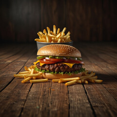 A mouthwatering hamburger with all the fixings, ready to indulge in its deliciousness. 006.