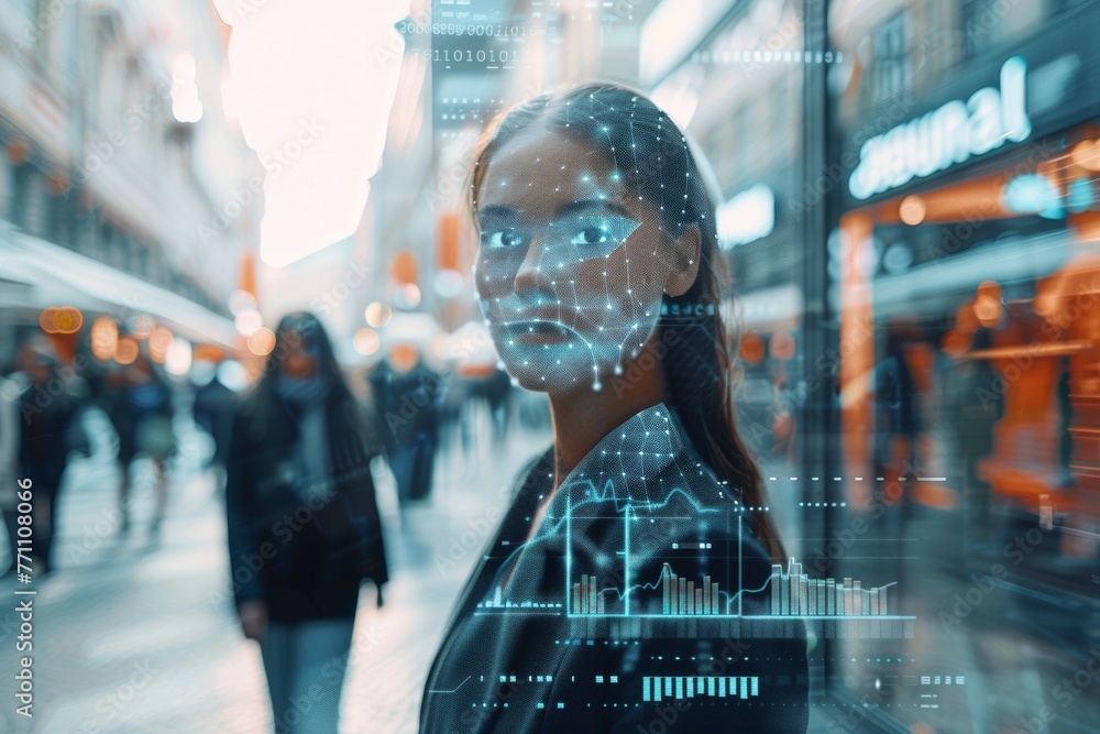 Poster face recognition concept. background with selective focus and copy space