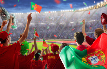 Portugal football team supporter on stadium. - 771108882