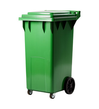 green garbage bin isolated