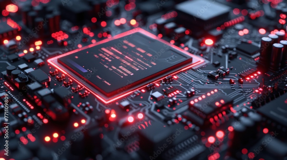Poster central computer processors cpu concept. motherboard digital chip. technology science background.