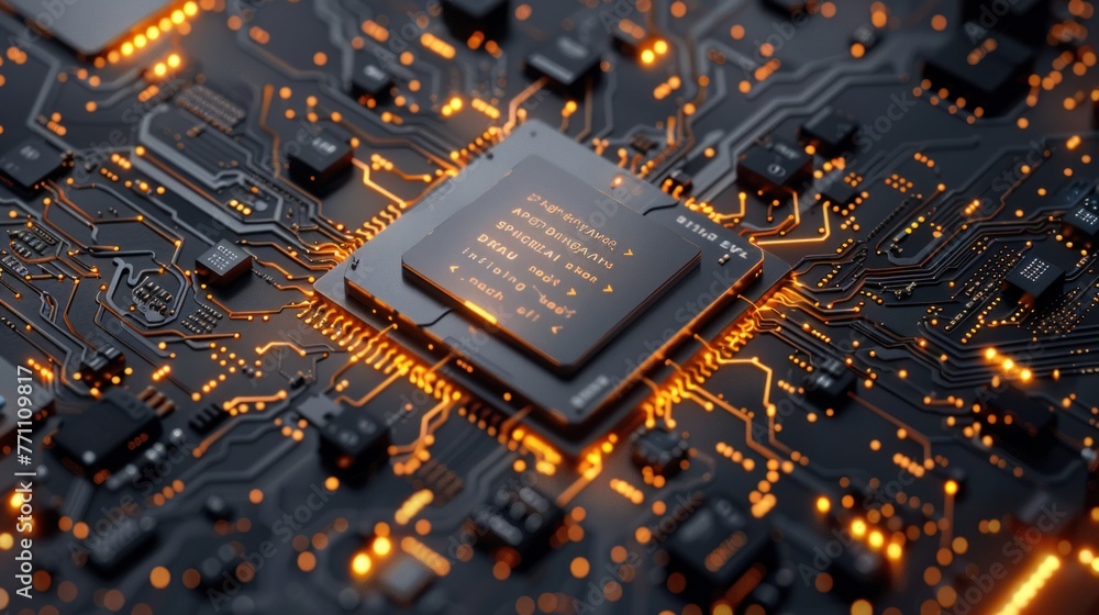 Poster central computer processors cpu concept. motherboard digital chip. technology science background.