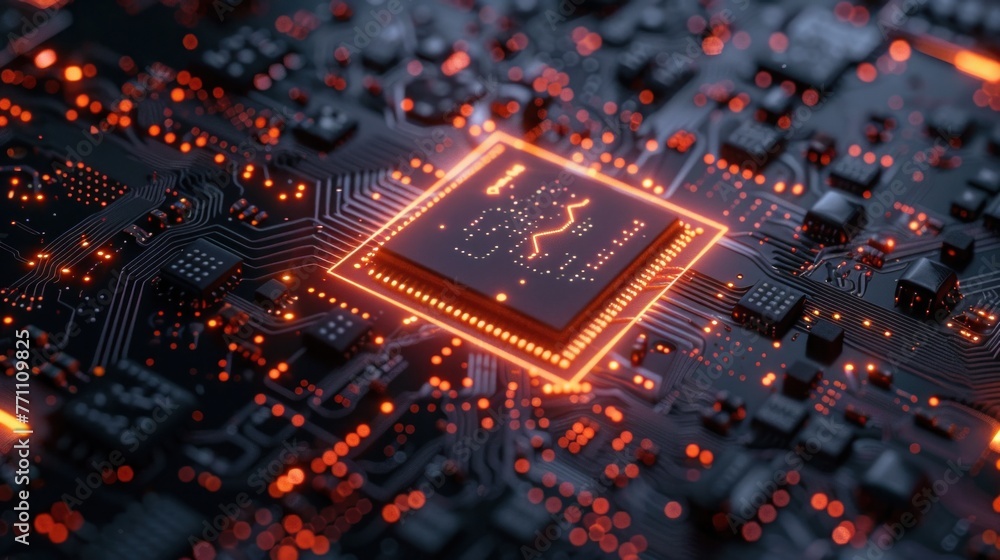 Poster central computer processors cpu concept. motherboard digital chip. technology science background.