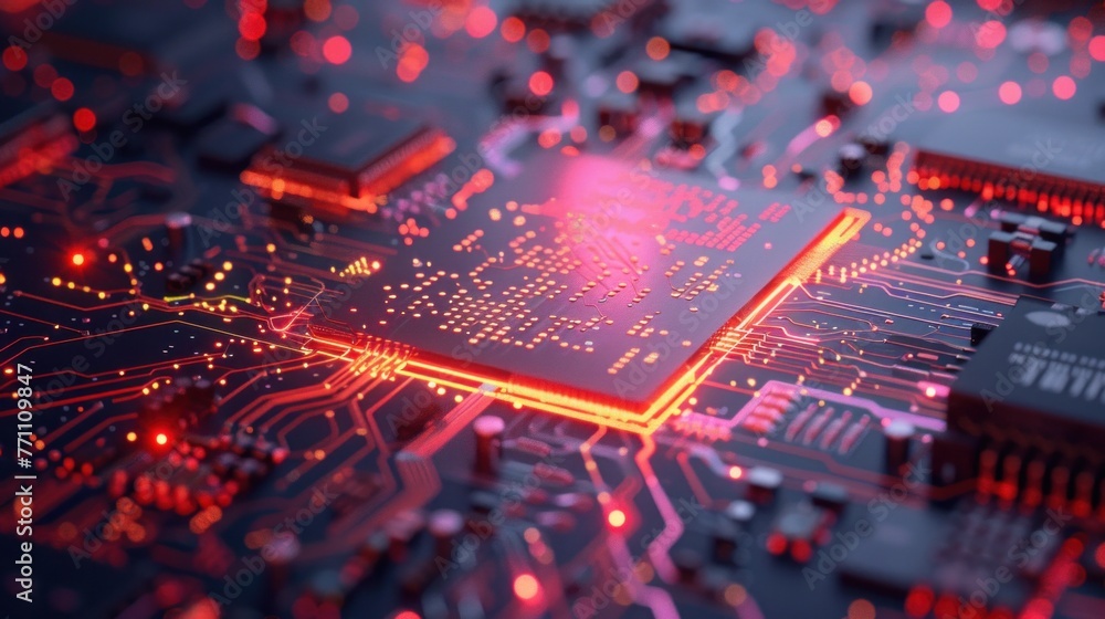 Poster central computer processors cpu concept. motherboard digital chip. technology science background.