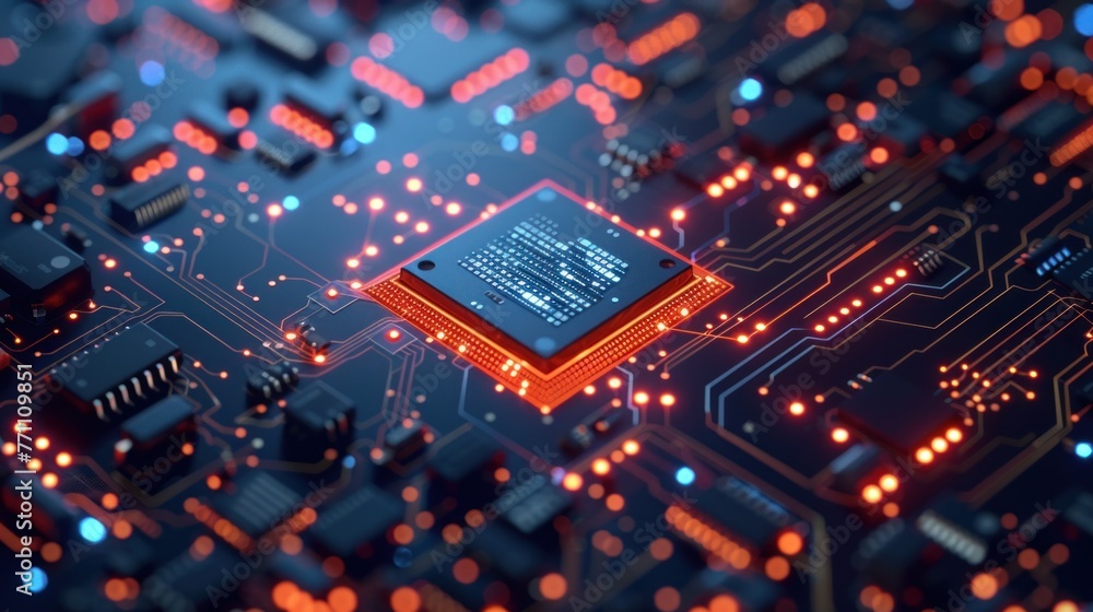Poster central computer processors cpu concept. motherboard digital chip. technology science background.