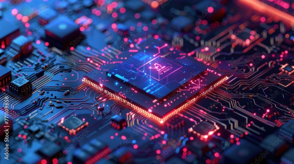 Poster central computer processors cpu concept. motherboard digital chip. technology science background.
