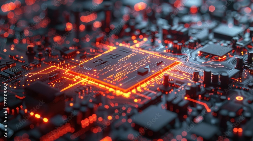 Poster central computer processors cpu concept. motherboard digital chip. technology science background.