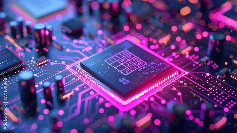 Poster central computer processors cpu concept. motherboard digital chip. technology science background.