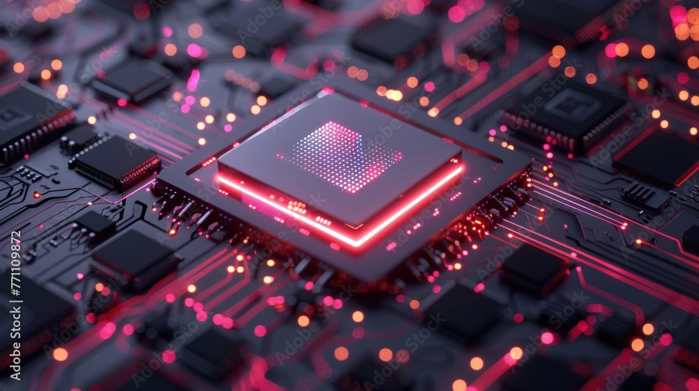 Poster central computer processors cpu concept. motherboard digital chip. technology science background.
