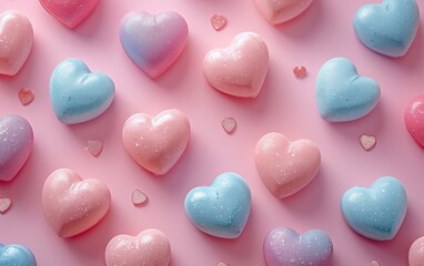 Fototapeta premium The background space with pastel colors in the middle and sides has Valentine's theme decoration