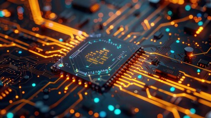 Obraz premium Central Computer Processors CPU concept. Motherboard digital chip. Technology science background.