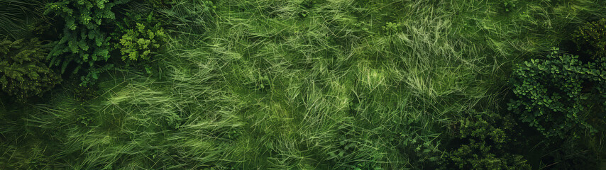 This image shows a vibrant and dense green foliage creating a lush carpet, perfect representation of nature's beauty - obrazy, fototapety, plakaty