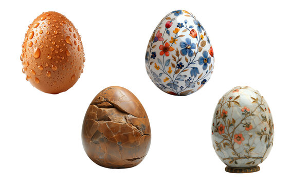 Easter egg sets isolated on Transparent background, Ai generated