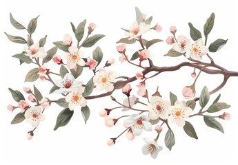 Springtime Florals: foral clip art depicting blooming flowers, budding branches, and fresh foliage