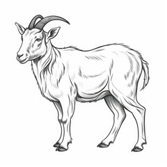 vector illustration line art goat side view on a solid white background