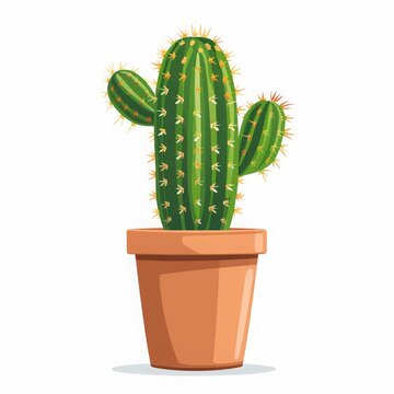 cactus in a small pot cartoon vector illustration of a small cactus in a pot