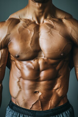fitness model torso in top with well defined abdominal muscles