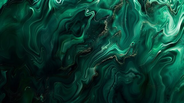 An amazing abstract dark green texture provides a 3D vertical banner in emerald royal color, with an oil marble picture that glows, perfect for trendy modern backgrounds