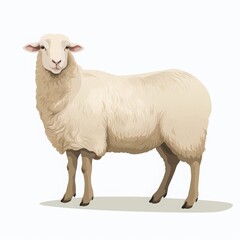 Fototapeta premium vector illustration of sheep side view on solid white background