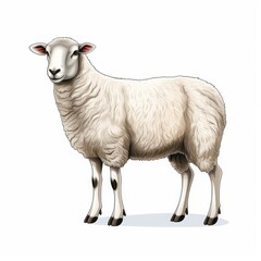 vector illustration of sheep side view on solid white background
