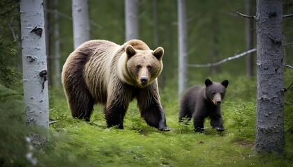 a-bear-cub-following-its-mother-through-the-forest-upscaled_5