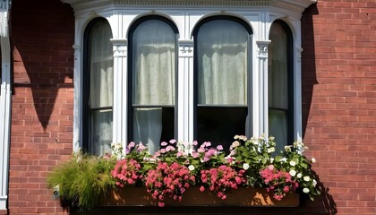 Fototapeta na wymiar a-bay-window-with-flower-boxes-on-a-victorian-hous- 2