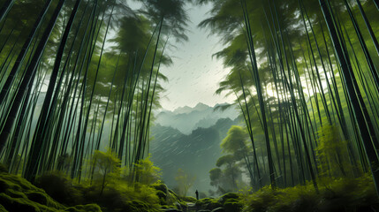 Beautiful green bamboo forest
