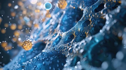 A 3D-rendered microscopic view of a capsules surface highlighting the texture and material