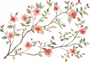 Springtime Florals: foral clip art depicting blooming flowers, budding branches, and fresh foliage