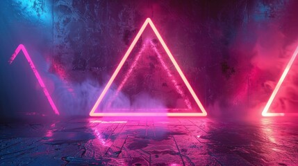 Cool geometric triangular figure in a neon laser light - great for backgrounds and wallpapers