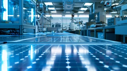 Foto op Canvas A bright futuristiclooking laboratory where solar panels undergo rigorous testing under simulated environmental conditions to ensure . . © Justlight