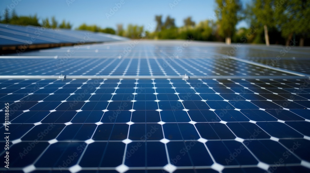 Poster at the end of the assembly line a testing station is shown where each solar panel is put through rig