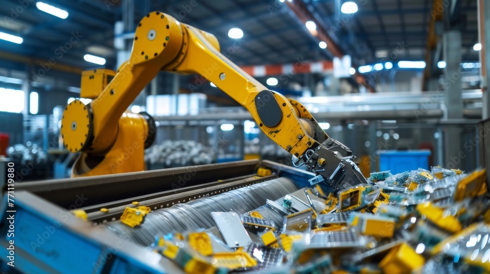 Poster an innovative robotic system picking and sorting materials in a recycling facility specifically desi