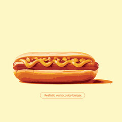 Hot-Dog Delicious, colorful, editable, realistic vector.