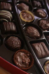 Box of Assorted Chocolate Candies For Gift Close up
