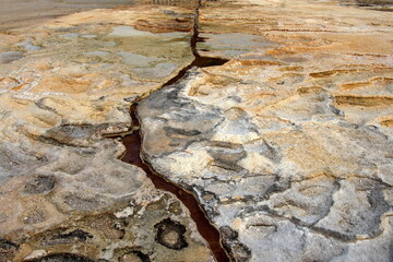 Channel in the tavertine rock at Hierve el Agua in Oaxaca, Mexico - obrazy, fototapety, plakaty