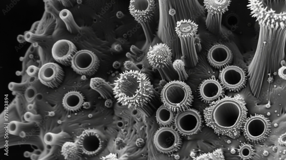 Poster a scanning electron microscope image of a of centrioles small cylindrical structures involved in cel