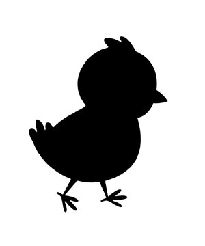 black isolated silhouette of a baby chicken