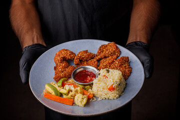 camarones al coco con verduras