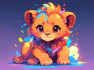 cute baby lion cartoon animation