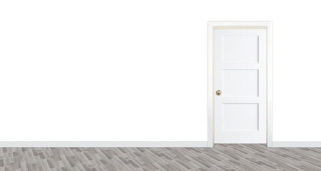 Empty room with dark wood floor and a closed door.