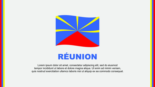 Reunion Flag Abstract Background Design Template. Reunion Independence Day Banner Social Media Vector Illustration. Cartoon