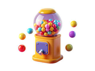 gumball vending machine filled with colorful gumballs