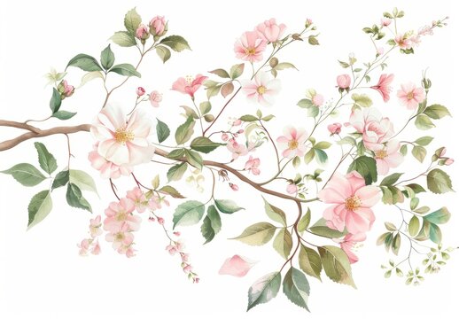 Springtime Florals: foral clip art depicting blooming flowers, budding branches, and fresh foliage