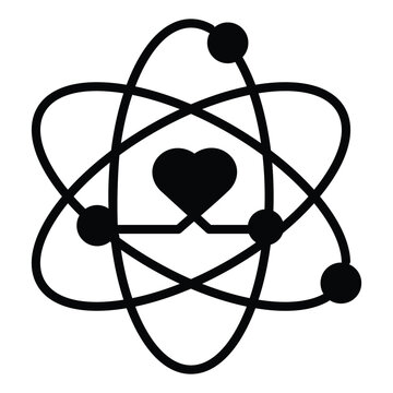 Chemistry of Love: Molecule and Heart. Represents the chemistry of love with this icon, ideal for illustrating emotional bonds and connections on a molecular level.